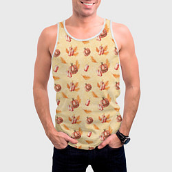 Майка-безрукавка мужская Хеллоуин с тыквой и листьями, цвет: 3D-белый — фото 2