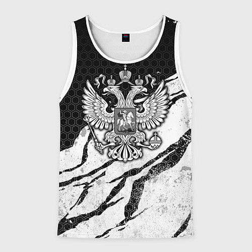 Мужская майка без рукавов Россия - черно-белый / 3D-Белый – фото 1