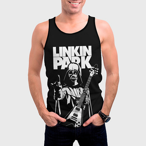 Мужская майка без рукавов Linkin Park и Дарт Вейдер / 3D-Черный – фото 3