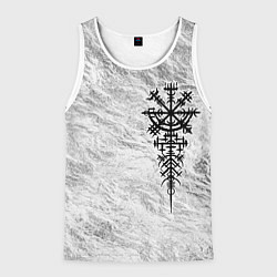 Майка-безрукавка мужская Компас рун вегвизир - проводник по жизни, цвет: 3D-белый