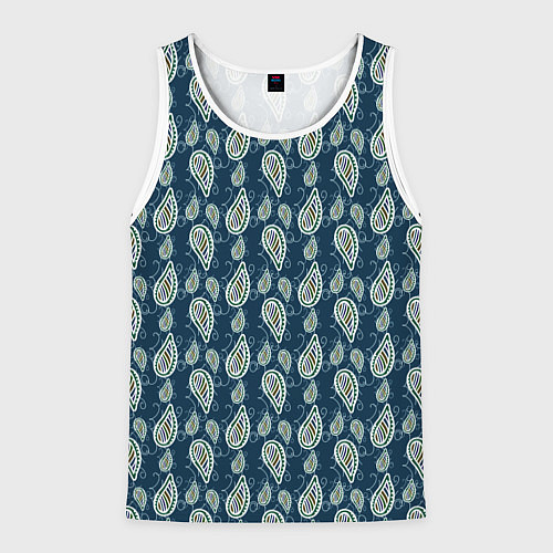 Мужская майка без рукавов Абстрактные капли узор сине-зелёный / 3D-Белый – фото 1