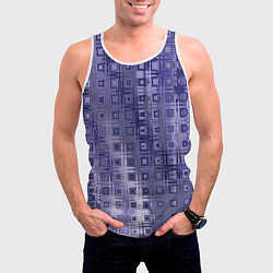 Майка-безрукавка мужская Геометрический градиент фиолетовый, цвет: 3D-белый — фото 2
