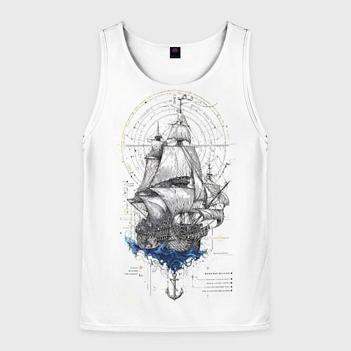 Мужская майка без рукавов Корабль - иллюстрация / 3D-Белый – фото 1