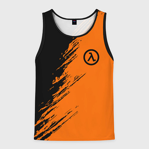 Мужская майка без рукавов Half Life - black and orange / 3D-Черный – фото 1