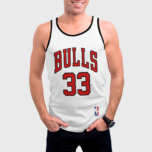 Мужская майка без рукавов NBA Bulls 33 Pippen / 3D-Черный – фото 3