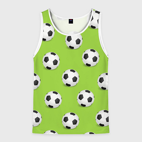 Мужская майка без рукавов Футбольные мячи на зеленом / 3D-Белый – фото 1