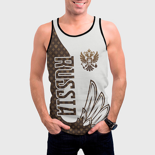 Мужская майка без рукавов Герб России / 3D-Черный – фото 3