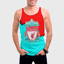 Майка-безрукавка мужская Liverpool краски текстура штрихи, цвет: 3D-белый — фото 2