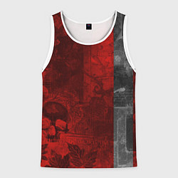 Майка-безрукавка мужская Багровый гранж с черепом, цвет: 3D-белый