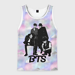 Майка-безрукавка мужская BTS черно-белый стиль, цвет: 3D-белый