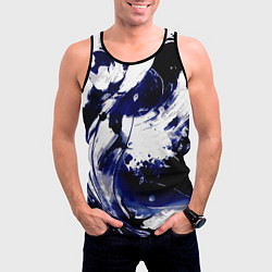 Майка-безрукавка мужская Чёрно-фиолетовый абстракция волна, цвет: 3D-черный — фото 2