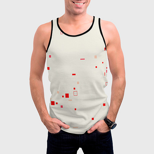 Мужская майка без рукавов Color white red shapes / 3D-Черный – фото 3