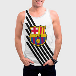 Майка-безрукавка мужская Barcelona черно белые полосы, цвет: 3D-белый — фото 2