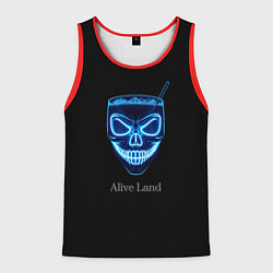Майка-безрукавка мужская Neon skull cocktail, цвет: 3D-красный