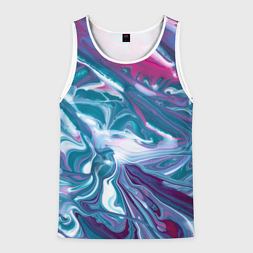 Мужская майка без рукавов Абстракция бело сине красный мрамор / 3D-Белый – фото 1