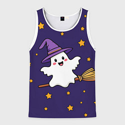 Мужская майка без рукавов Хэллоуин, привидение на метле