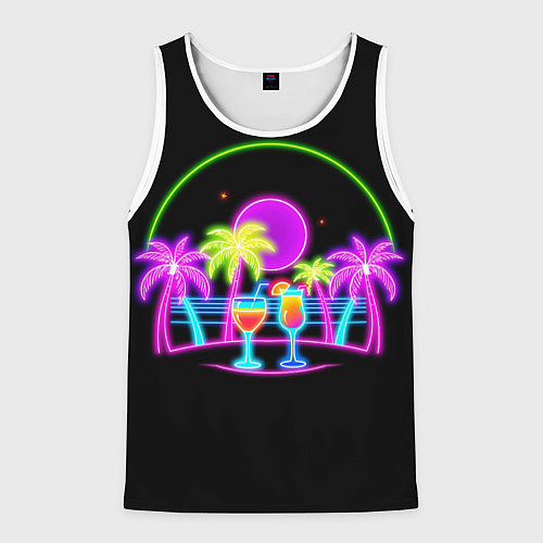 Мужская майка без рукавов Neon tropical / 3D-Белый – фото 1