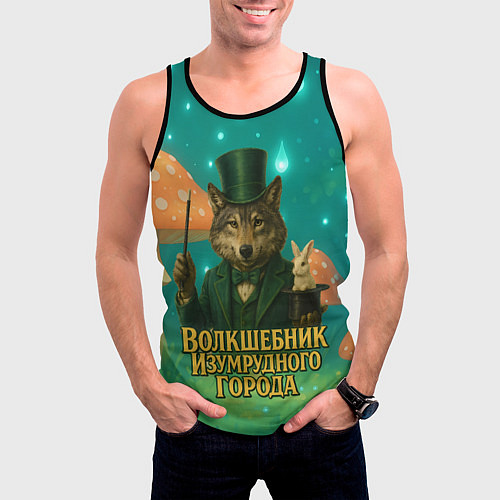 Мужская майка без рукавов Волшебник Изумрудного города Волк / 3D-Черный – фото 3