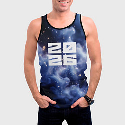 Майка-безрукавка мужская 2026 синяя дымка с искрами, цвет: 3D-черный — фото 2