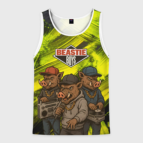 Мужская майка без рукавов Beastie boys в образе кабанов / 3D-Белый – фото 1
