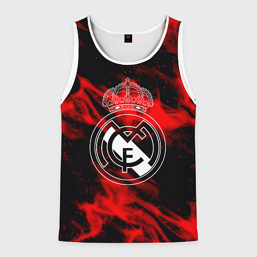 Мужская майка без рукавов Real Madrid красный огонь / 3D-Белый – фото 1