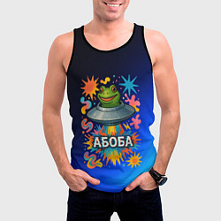 Майка-безрукавка мужская Космическая лягушка Абоба, цвет: 3D-черный — фото 2