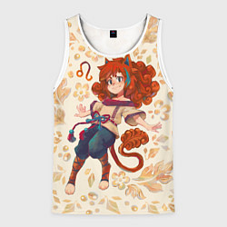 Майка-безрукавка мужская Гороскоп в русском стиле: Лев, цвет: 3D-белый