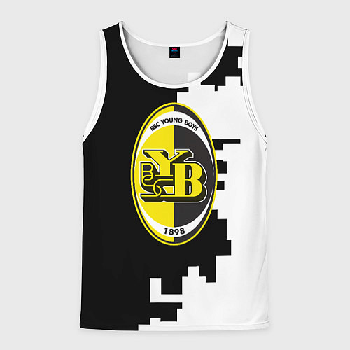 Мужская майка без рукавов Янг Бойз черно белая геометрия / 3D-Белый – фото 1