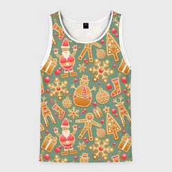 Майка-безрукавка мужская Имбирные пряники, цвет: 3D-белый