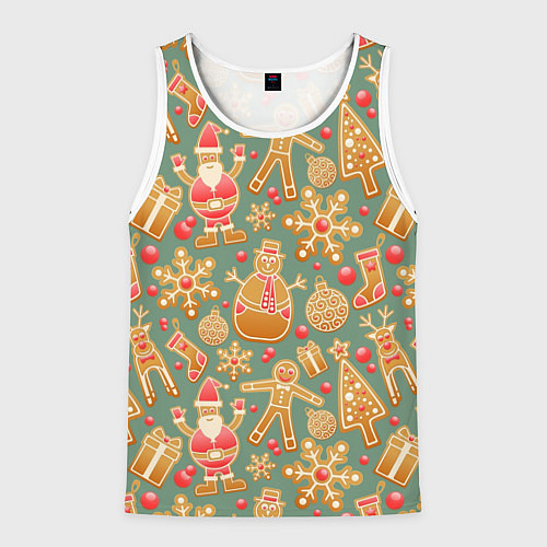 Мужская майка без рукавов Имбирные пряники / 3D-Белый – фото 1