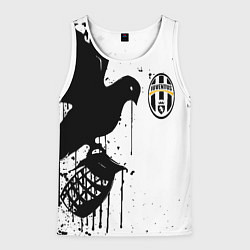 Майка-безрукавка мужская Ювентус черная птица краски, цвет: 3D-белый