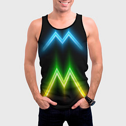 Майка-безрукавка мужская Neon multicolored lines, цвет: 3D-черный — фото 2