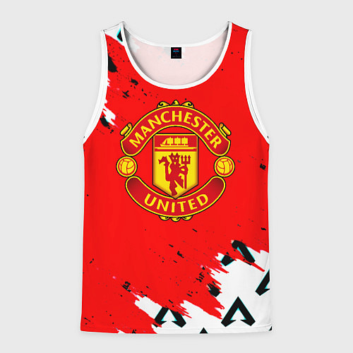 Мужская майка без рукавов Манчестер Юнайтед символы краски / 3D-Белый – фото 1