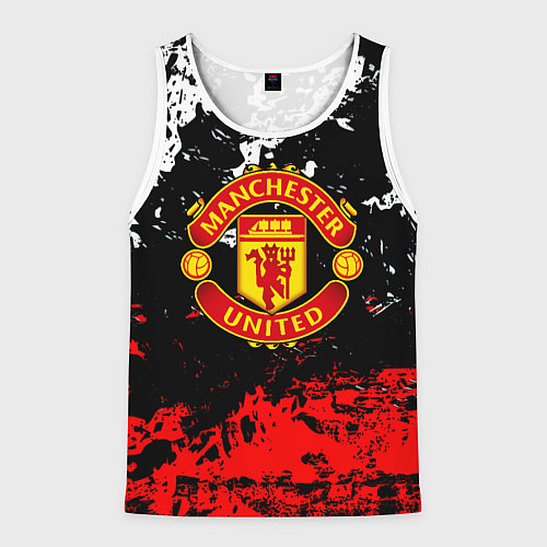 Мужская майка без рукавов Манчестер Юнайтед краски / 3D-Белый – фото 1