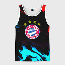 Майка-безрукавка мужская Бавария Мюнхен неоновый огонь, цвет: 3D-белый