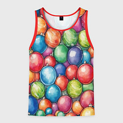 Майка-безрукавка мужская Россыпь новогодних шаров, цвет: 3D-красный