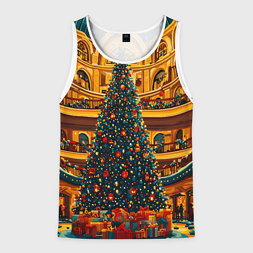 Мужская майка без рукавов Московская новогодняя елка / 3D-Белый – фото 1