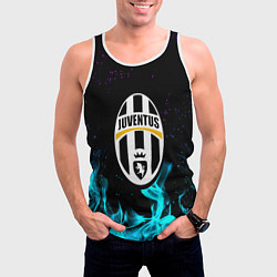 Майка-безрукавка мужская Ювентус неоновый огонь, цвет: 3D-белый — фото 2