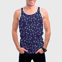Майка-безрукавка мужская Новогодние гирлянды, цвет: 3D-белый — фото 2