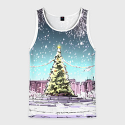 Майка-безрукавка мужская Москва - новогодний салют, цвет: 3D-белый