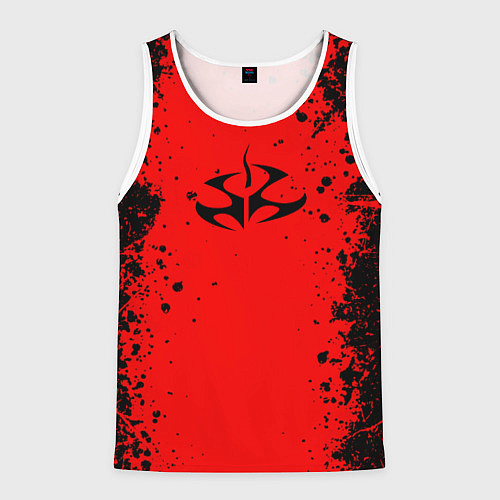 Мужская майка без рукавов Эмблема hitman на красном фоне / 3D-Белый – фото 1
