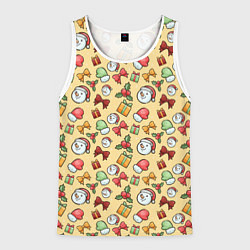 Майка-безрукавка мужская Новогодний паттерн, цвет: 3D-белый