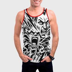 Майка-безрукавка мужская Свирепые лица и молнии - нейроарт, цвет: 3D-красный — фото 2