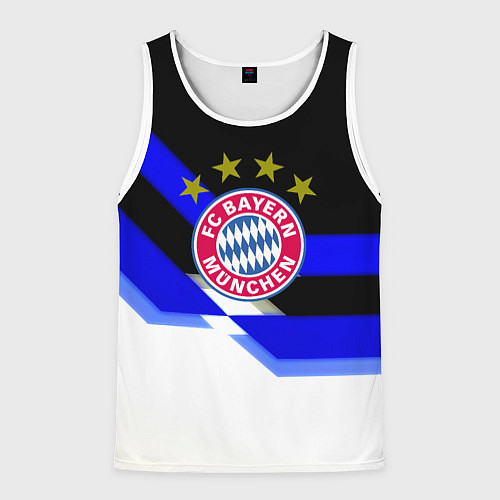 Мужская майка без рукавов Бавария Мюнхен полосы спорт / 3D-Белый – фото 1
