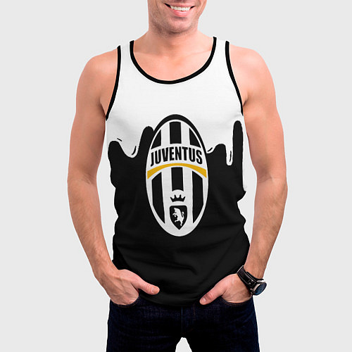 Мужская майка без рукавов Juventus капли красок / 3D-Черный – фото 3