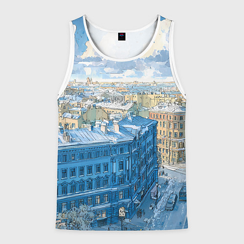 Мужская майка без рукавов Зимний утренний Питер / 3D-Белый – фото 1