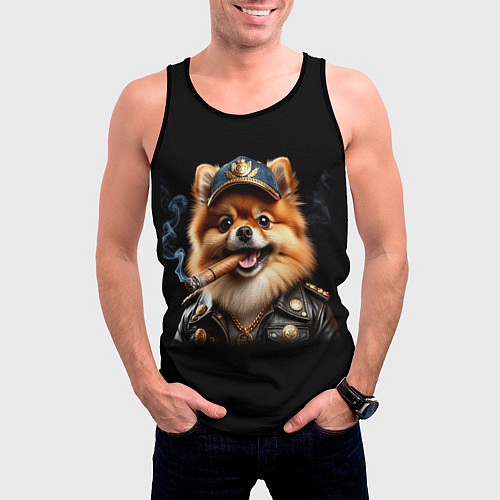 Мужская майка без рукавов Гламурный чау-чау / 3D-Черный – фото 3
