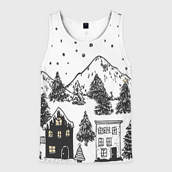 Мужская майка без рукавов Заснеженный черно-белый город