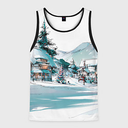 Мужская майка без рукавов Дома и елки - Новый год