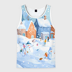 Мужская майка без рукавов Предновогодний день во дворе